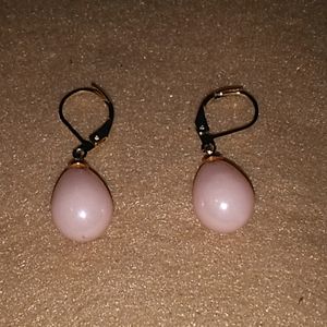 10-14mm White Pink Shell Pearl Gold Plate Earring